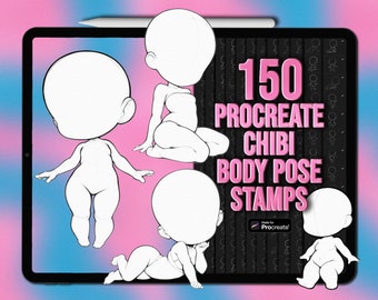 Base chibi Procreate body pose stamps | Procreate chibi pose stamps | Procreate chibi body stamps | Chibi Procreate brushes