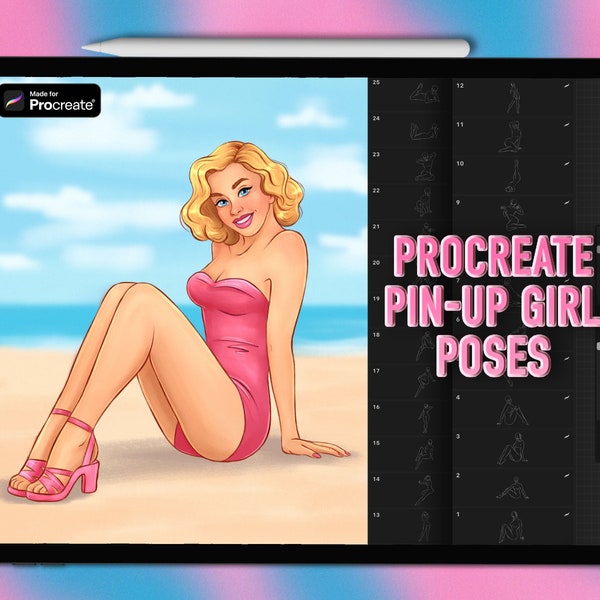 Procreate Pin Up pose stamps | Pin Up Procreate stamps | Procreate body pose stamps | Pin Up Procreate body stamps | Pose Procreate brushes