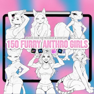 Timbri furry Procreate / Timbri antropomorfi Procreate / Pose animali antropomorfe Procreate / Donne antropomorfe Photoshop / CSP antropomorfe