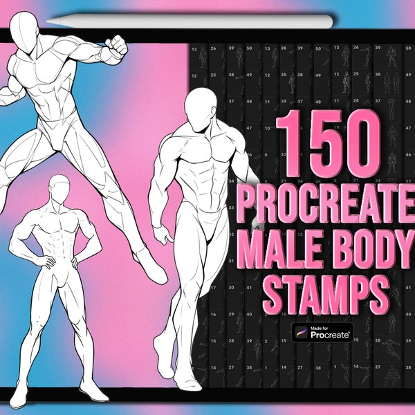 Dummy male Procreate pose stamps | Procreate body pose stamps | Procreate male pose stamps | Procreate male body stamps