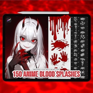 Procréez des tampons sanguins d'anime. Pinceaux anti-éclaboussures Manga Procreate. Procréer des tampons liquides