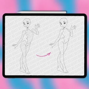 Cartoon Procreate pose maker stamps | Procreate cartoon pose stamps | Procreate cartoon character | Cartoon pose Photoshop brushes