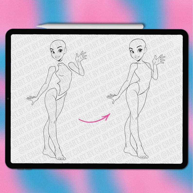 Cartoon Procreate pose maker stamps | Procreate cartoon pose stamps | Procreate cartoon character | Cartoon pose Photoshop brushes