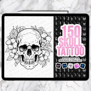 Skull Procreate stamps. Procreate tattoo brushes. Skull Procreate tattoo stamps. Skull Photoshop tattoo stamps