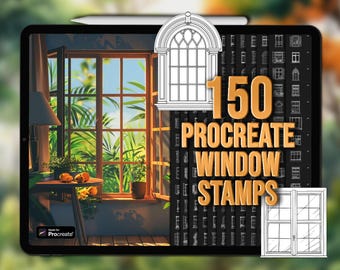 Window Procreate stamps.  Procreate window stamps. Procreate window brushes