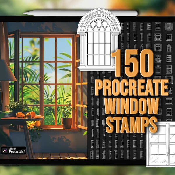 Window Procreate stamps.  Procreate window stamps. Procreate window brushes