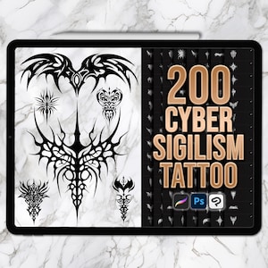 Procreate Cybersigilism Tattoo Stamps: 200 symmetrische Stempel (Photoshop & CSP unterstützt)