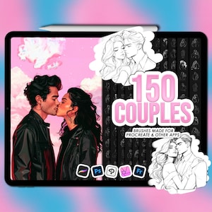 Stel paarstempels voor | Stelletje poseert Procreate-stempels | Pose Procreate-penselen | Photoshop-posepenselen | CSP-posestempels