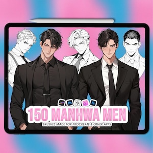 Sellos de hombres de Procreate para Manhwa / Sellos de hombres de Procreate para manga / Sellos de hombres de Procreate para Anime / Sellos de hombres coreanos de Photoshop / Manhwa CSP