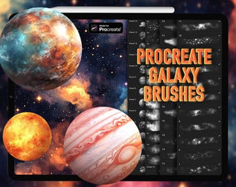 Procreate Galaxy Brushes – cosmic textures, planets & star stamps