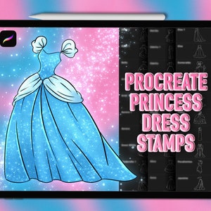 Procreate princess dress stamps | Procreate dress stamps | Procreate clothing brushes | Procreate clothes stamp brushes | Procreate brushes