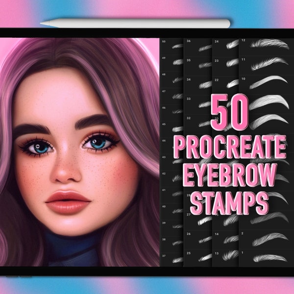 Procreate eyebrow stamp brushes | Procreate stamp brushes | Eyebrow Procreate brushes | Procreate portrait brushes | Procreate eyebrow brush