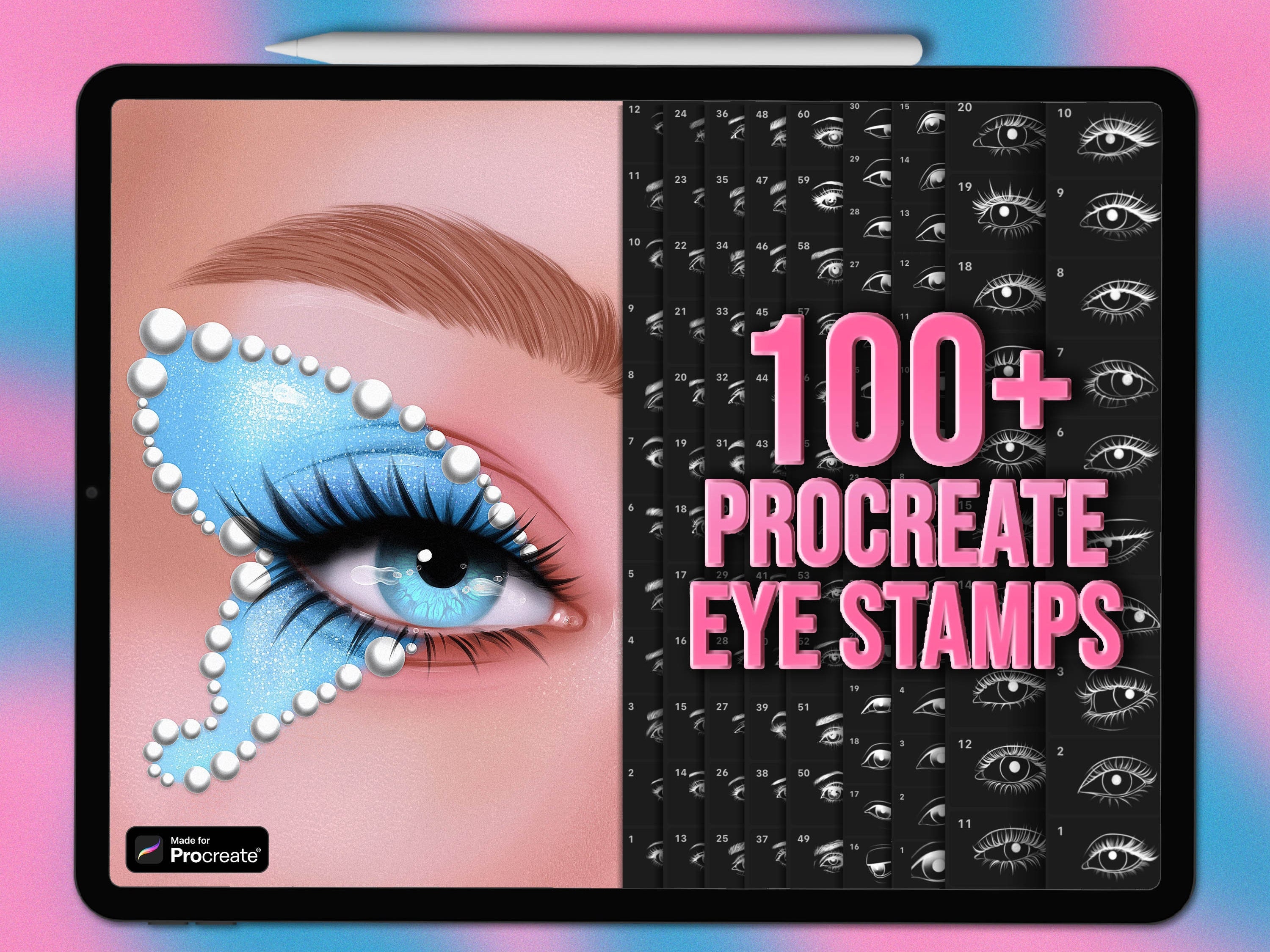 Pack de sellos y pinceles de ojos para Procreate – 110 sellos de ojos dibujados a mano