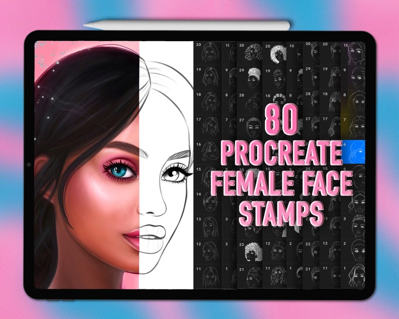 Face Procreate Stamps Procreate Face Stamp Brushes Etsy
