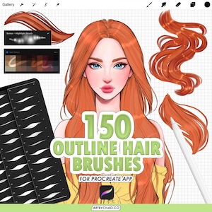 Pinceles para delinear el cabello en Procreate: pinceles para delinear y sombrear el cabello.
