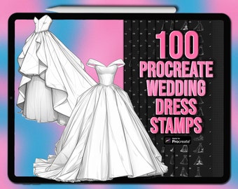 Procreate wedding dress stamps | Procreate dress stamps | Procreate clothing stamps | Wedding dress Procreate stamps