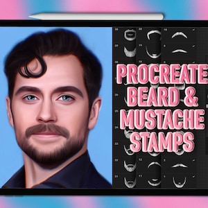 Procreate beard stamps. Procreate mustache stamps. Procreate beard brushes. Procreate mustache brushes. Procreate brushes barbel