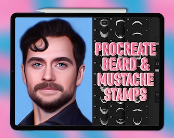 Procreate beard stamps | Procreate mustache stamps | Procreate beard brushes | Procreate mustache brushes | Procreate brushes barbel