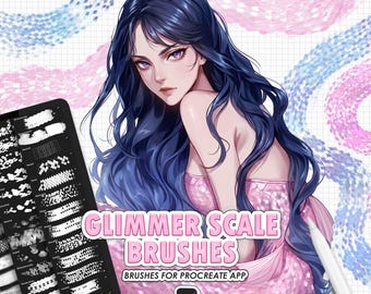 Pinceles Procreate Glimmer Scale: pinceles con textura de escamas de sirena, pez, serpiente y dragón.