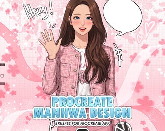Procreate Manhwa FX brushes: 100 layout, speech bubbles, panel borders, hatching and lighting