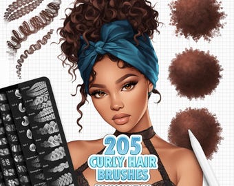 Procreate Afro Hair Brushes – 205 curls, braids, textures, hair edges