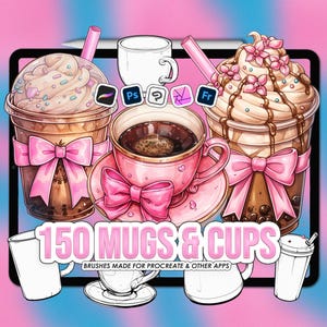 Stampi per tazze Procreate. Stampi per mug Procreate. Stampi per caffè Procreate. Pennelli per tazze Photoshop. Stampi per tazze CSP