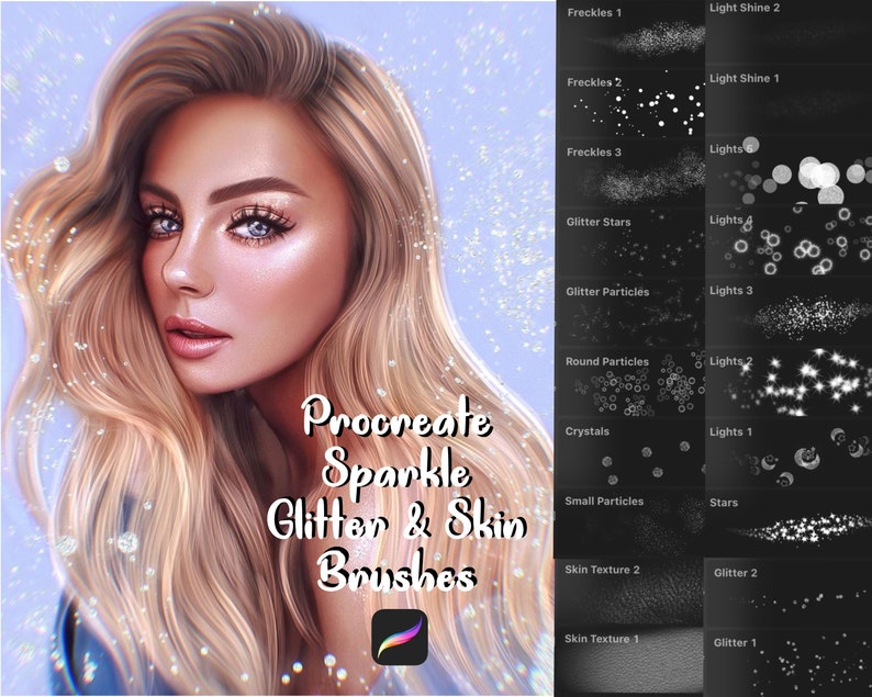 Procreate Sparkle Skin & Glitter Brushes. Procreate Portrait Etsy