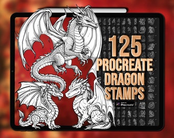 Dragon Procreate stamps | Procreate dragon stamps | Dragon Procreate brushes