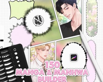 Pincéis para Layout de Mangá/Manhwa no Procreate: 150 Quadros, Painéis e Balões de Fala
