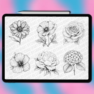 Flower Procreate stamps. Procreate flower stamps. Flower Procreate brushes image 2