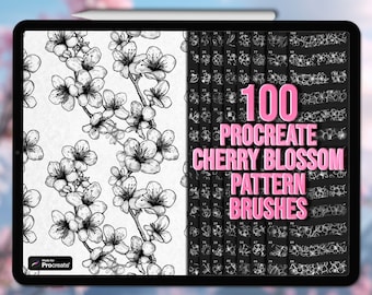 Cherry blossom Procreate brushes |  Procreate cherry blossom pattern brushes | Procreate floral texture brushes