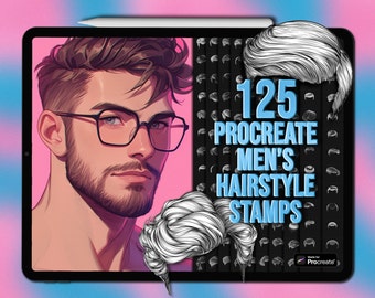 Men hair Procreate stamps | Male Procreate hair stamps | Man hairstyle Procreate stamps | Mens hair Procreate brushes