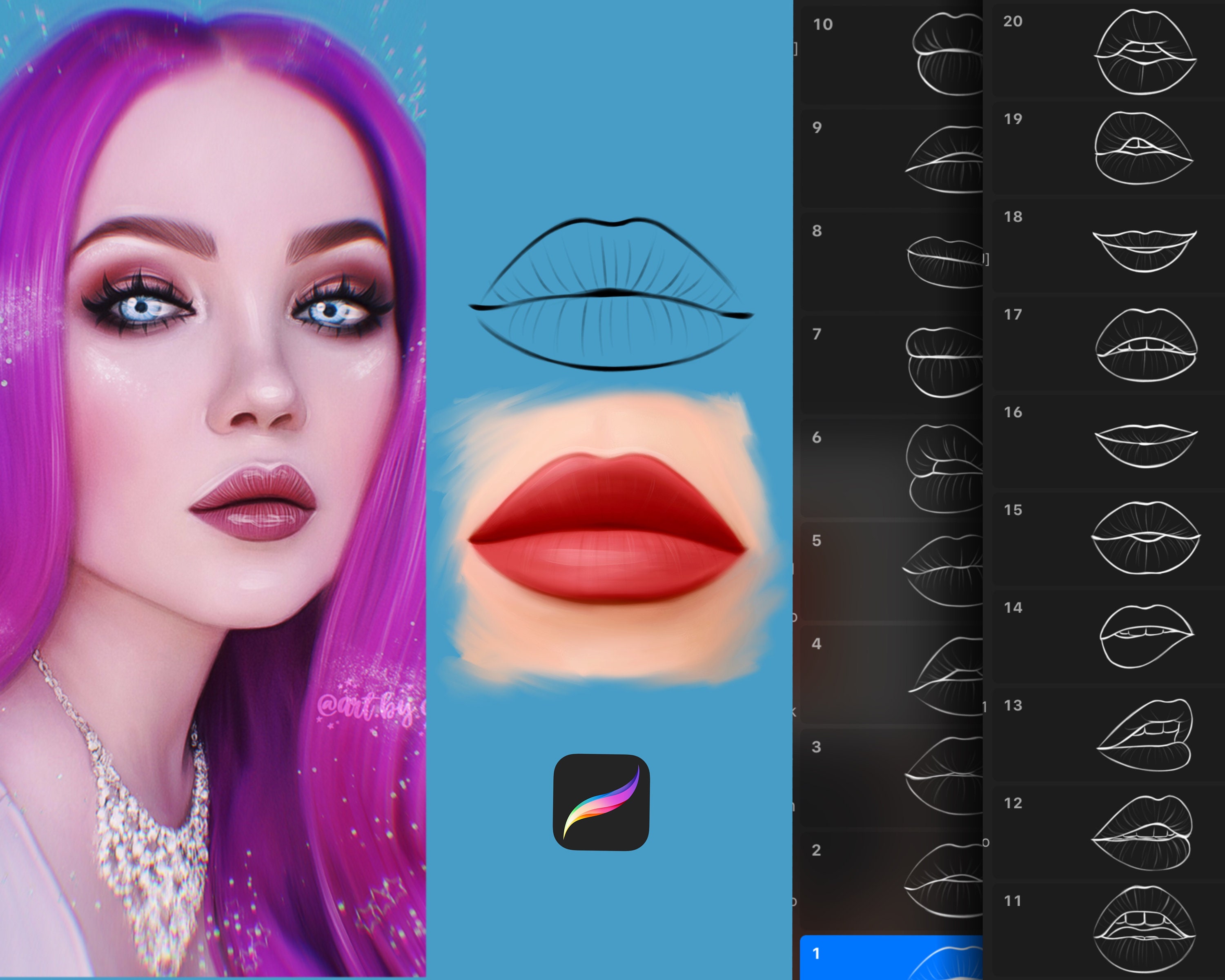 Procreate Lip Stamp Brushes Lips Brushes for Procreate App Etsy