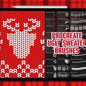 Procreate ugly sweater brushes. Procreate knitted brushes. Procreate knitted stamps. Procreate Christmas brushes. Procreate brushes