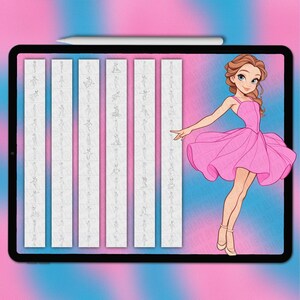 Cartoon princess Procreate pose stamps | Procreate cartoon pose stamps | Procreate cartoon body base | Cartoon pose Photoshop brushes
