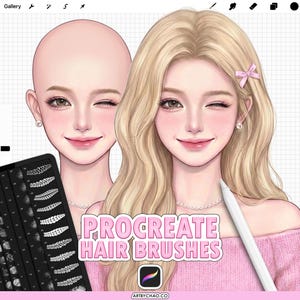 Szczotki do włosów Procreate: 100 podstawowych szczotek do włosów do warkoczy, loków, pasm i tekstur włosów