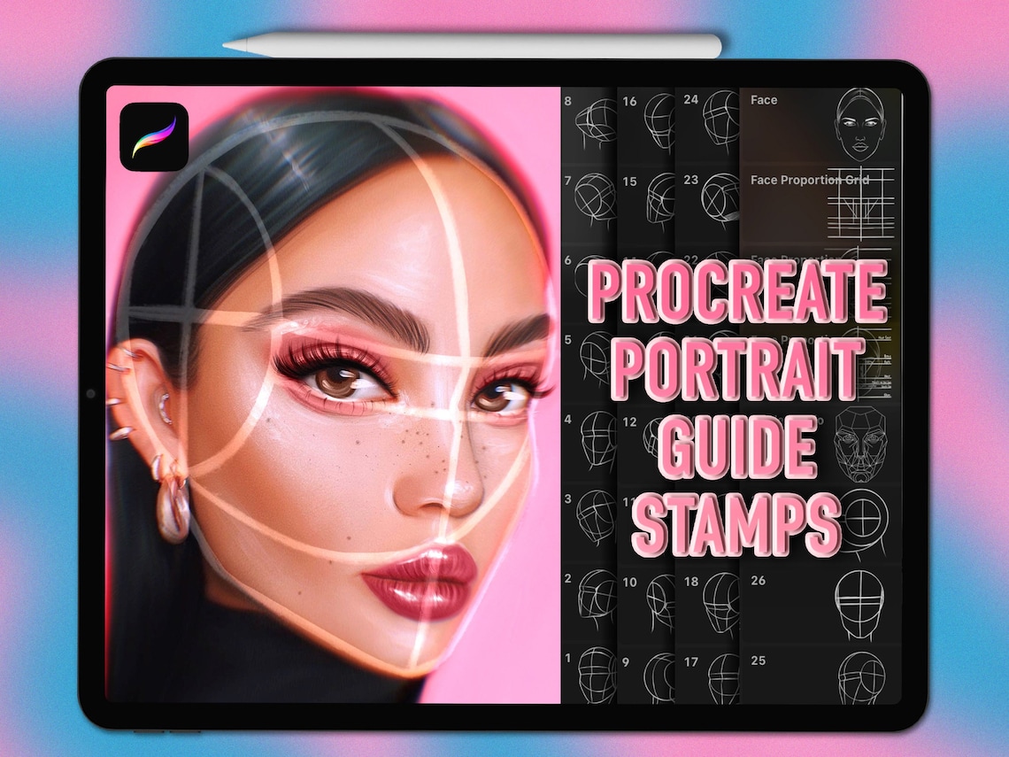 Procreate Portrait Guide Stamps Procreate Head Stamp Brushes Etsy