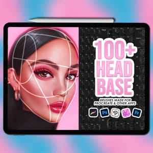 Procreate head guide stamps | Procreate head stamps | Procreate face stamps | Photoshop head stamps | Clip Studio heads