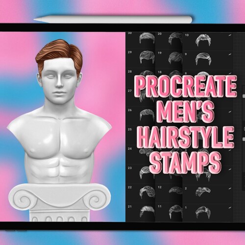 Procreate Men's Hairstyle Stamps Procreate Hair Brushes Etsy