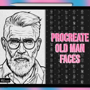 Old man Procreate face stamps | Procreate face stamps | Procreate old man face brushes | Procreate old man stamps