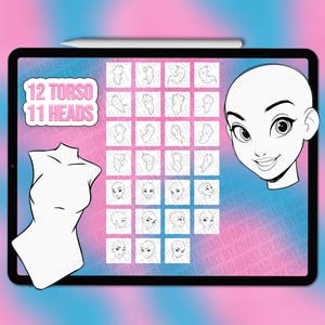 Cartoon Procreate pose maker stamps | Procreate cartoon pose stamps | Procreate cartoon character | Cartoon pose Photoshop brushes