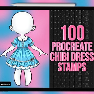 Timbri Procreate per abiti chibi / Timbri Procreate per abiti chibi / Timbri per abbigliamento Anime Procreate / Timbri Procreate per abbigliamento chibi