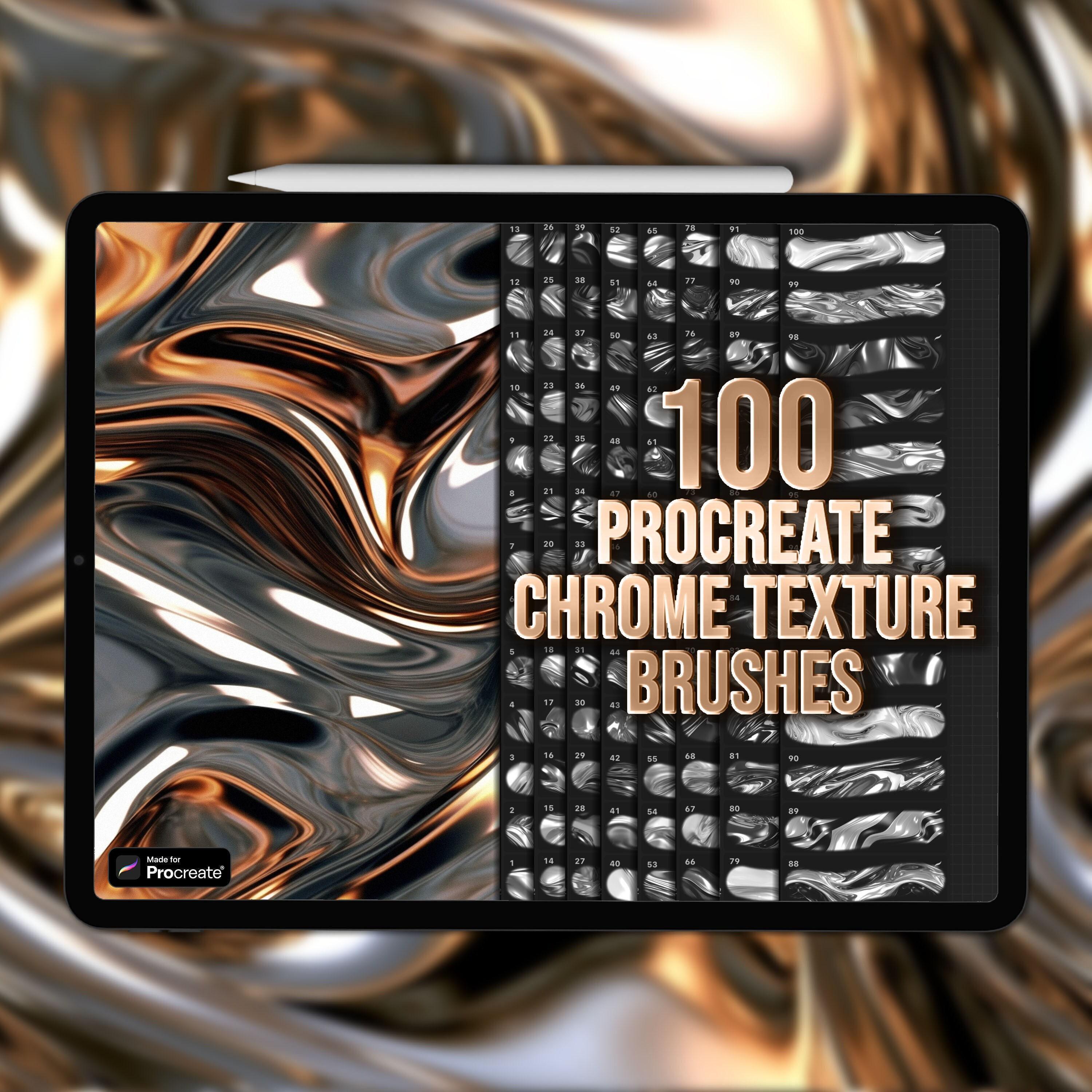 Procreate Chrome Texture Brushes. Metallic Texture Procreate Brushes ...