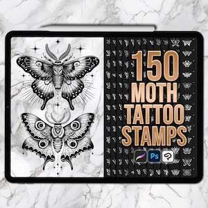 Timbres de procréation de papillons de nuit. Tampons de tatouage Moth Procreate. Procréez des tampons de tatouage de papillon de nuit. Pinceaux à tatouer pour Photoshop. Tampon de tatouage Photoshop