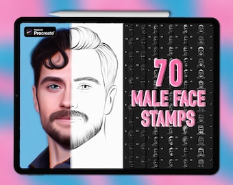 Procreate male face stamps | Procreate face stamps | Procreate male face brushes | Procreate male stamps | Men portrait Procreate brushes