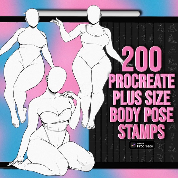 Plus size Procreate pose stamps | Procreate body pose stamps | Plus size Procreate body stamps | Procreate body brushes