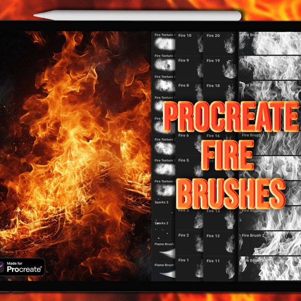 Procreate fire brushes | Procreate flame brushes | Fire Procreate brushes | Procreate fire stamps | Fire Procreate stamps | Flame Procreate