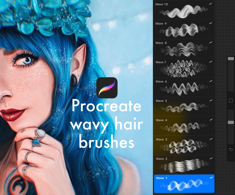 Procreate Realistic Wavy Hair Brushes. Procreate Hair Brush Etsy