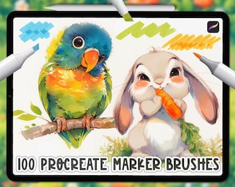Realistic Procreate wet alcohol markers brushes. Alcohol markers Procreate brushes. Procreate markers texture brushes
