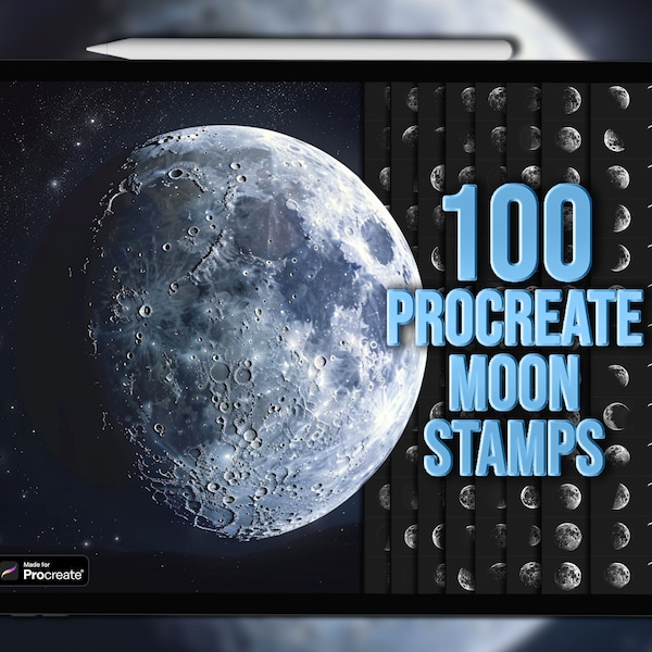 Moon Procreate stamps | Procreate moon stamps | Moon Procreate brushes